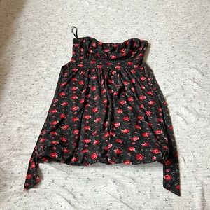 Black Dress with Red Flowers